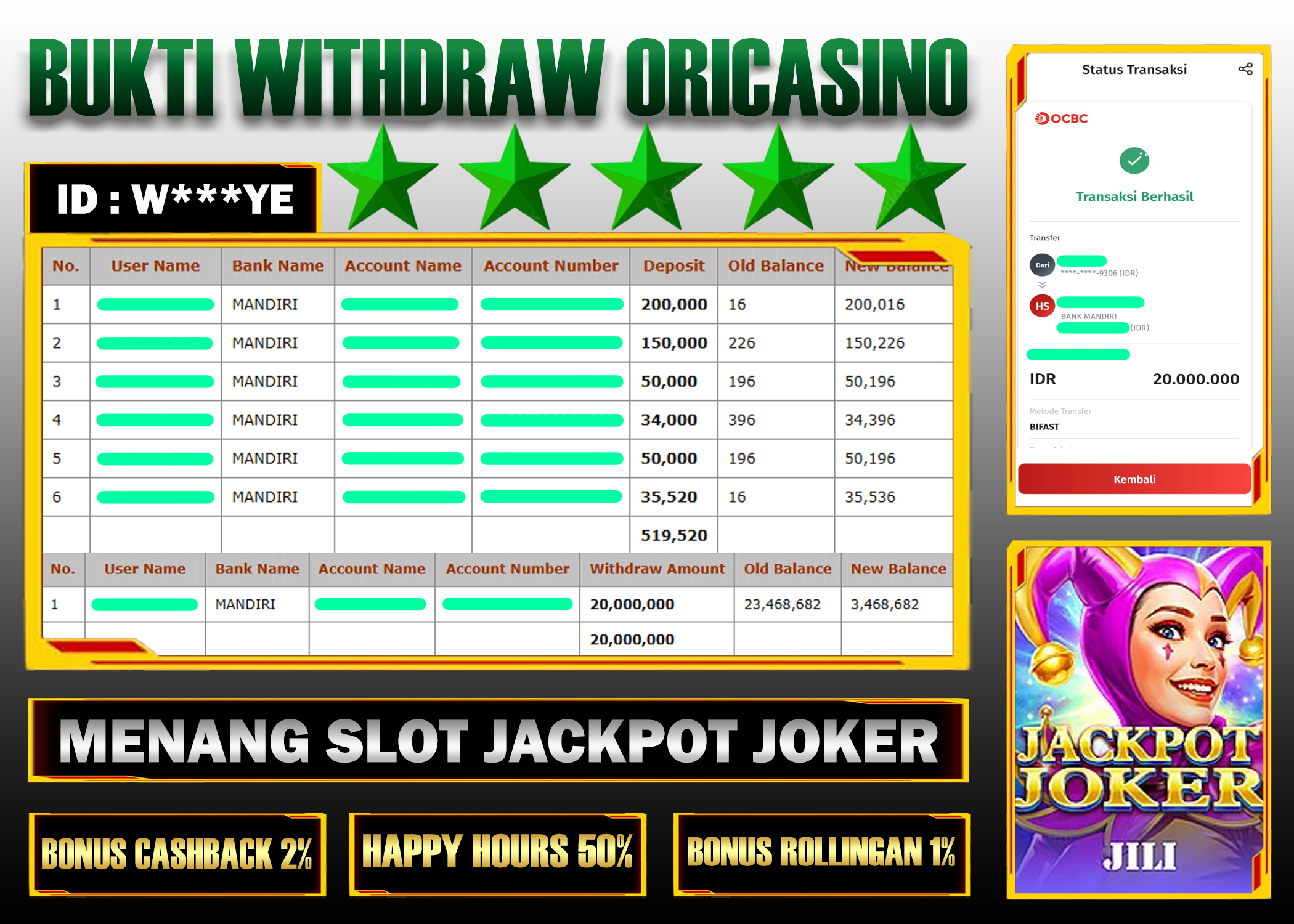 BUKTI KEMENANGAN SLOT JACKPOT JOKER PROVIDER JILI